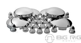 Stainless Steel Front & Rear Hubcap Kit W/abs Plastic Nut Covers - Chrome THUB-C3 - Trux Accessories