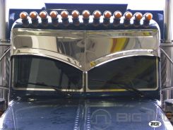 Peterbilt 15 1/2 In. Stainless Steel Batman Style - 4 Bead Sunvisor TSUN-P7 - Trux Accessories